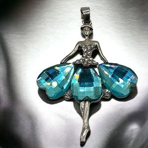Yeduo 925 Sterling Silver Ballerina Blue Tutu Pendant!